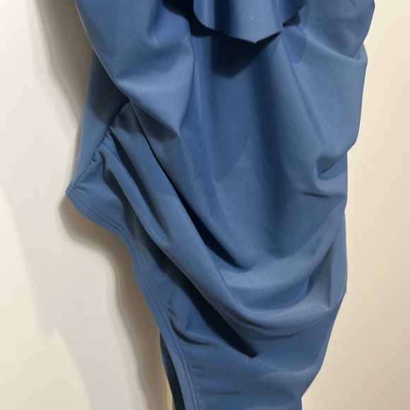 CUPSHE Dark Blue Ruffle Scoop Neck Tummy Control Slimming Swimsuit Cheeky Size S - Picture 11 of 12